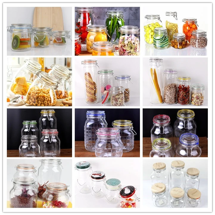 Promotion Square Glass Airtight Jar with Silicone Seal Glass Candy Sugar Jar