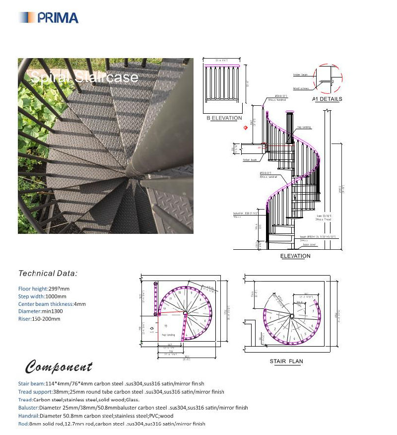 Hot Selling Iron Spiral Stair spiral Metal Staircase