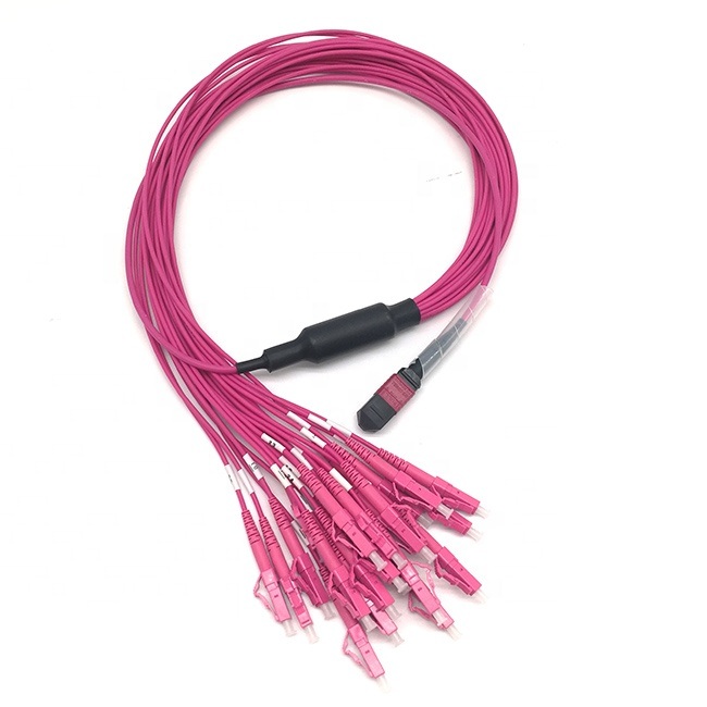 MPO Pigtail Om4 MPO Fiber Optic Patch Cord 24 Core MPO Fiber Able