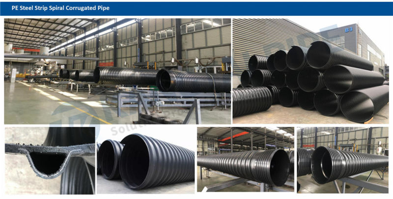 Sewage Discharge Reinforced PE Steel Strip Bellow Tube Piping Plastic Tube Piping Sn8 Custom Rtp Pipe