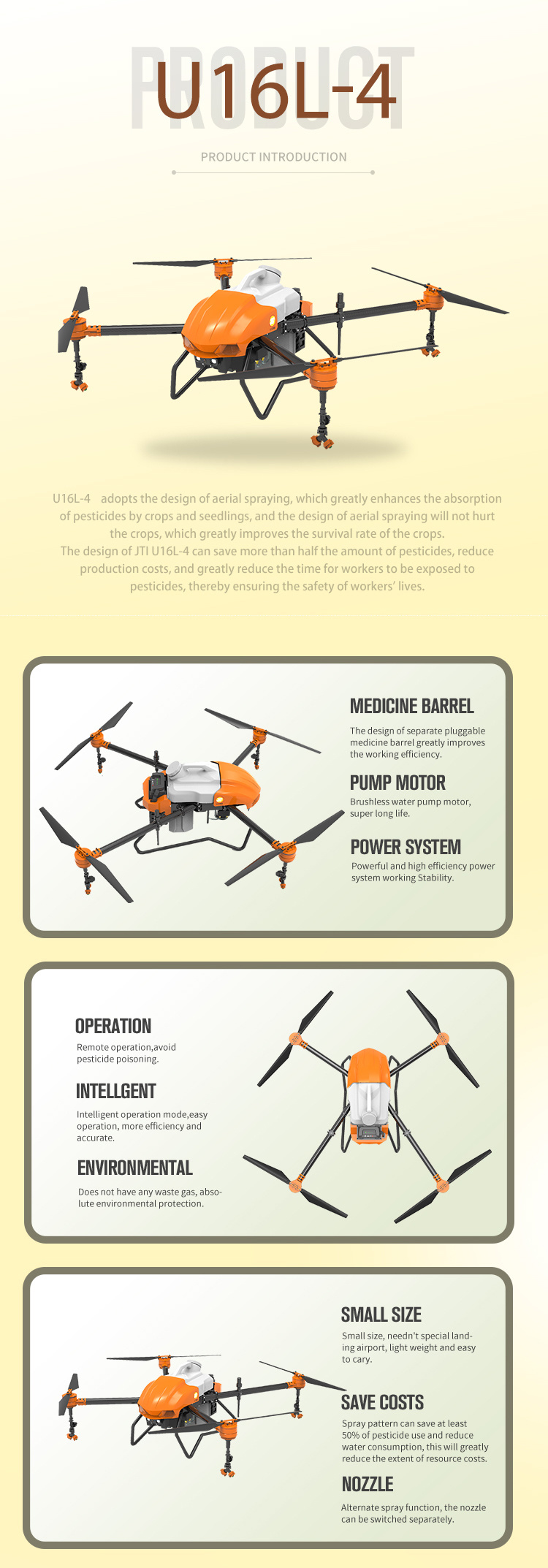 18kg High Centrigual Nozzles Autonomous Aerial Spraying Drone
