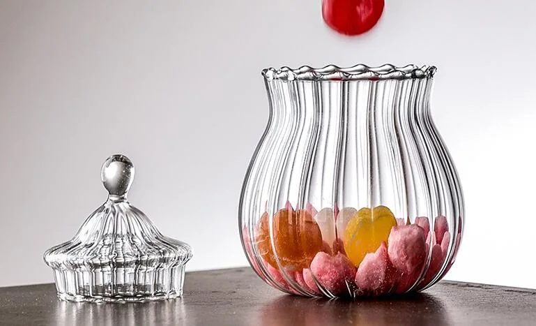 Beautiful Gift Candy Jar Gift Kitchenware Storage Jar Coffee Jar Clear Glass Jar with Lid