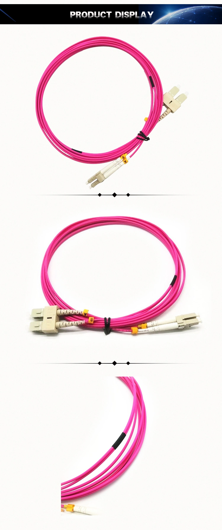 LC Sc Upc Factory Direct Supply OEM MTP MPO Om4 Fiber Optic Patch Cord
