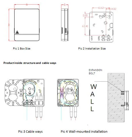 2 Splices Desktop FTTX Optical Fiber Terminal Box with Adapter and Pigtail Inside