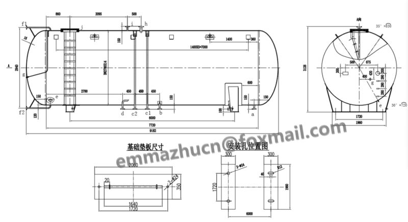 Clw Brand 60m3 Pressure Vessel Bulk LPG Storage Tank Price