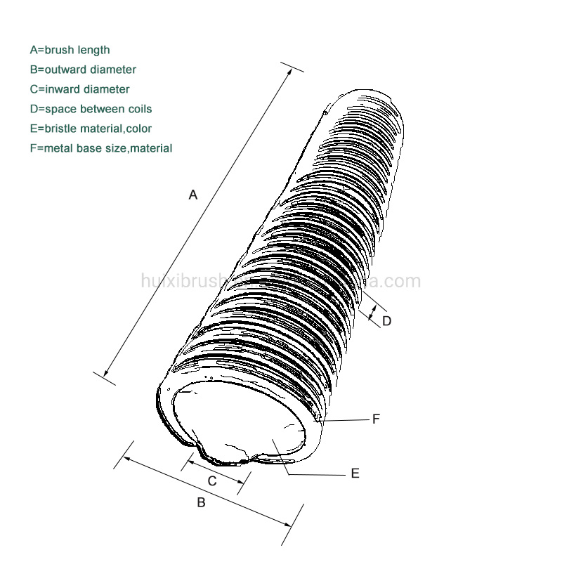 Customized Nylon Bristle Outward Spiral Spiral Brush