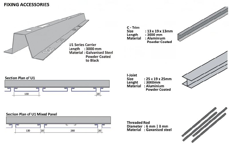 Metal Suspened Baffle U-Shape Strip Ceiling with Modern Design