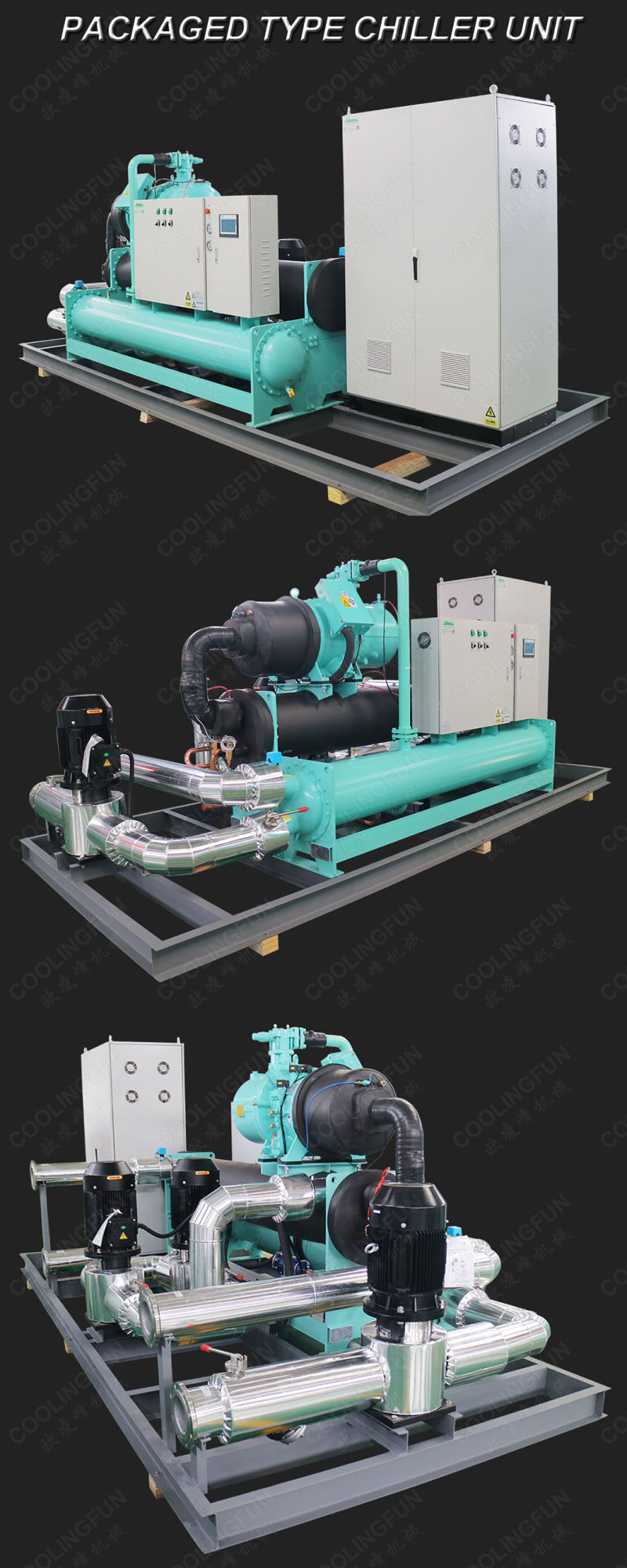 Integral Type Industrial Water Cooled Screw Water Chiller with VSD and Pump Groups