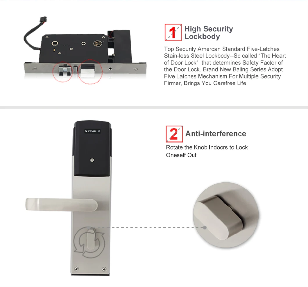 M1 Card Door Hotel Lock System System RFID Hotel Bedroom Door Locks