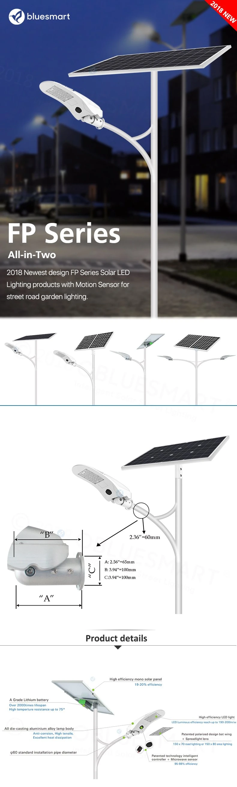 All in One Autonoumous High Brightness High Quality Solar Road Illumination