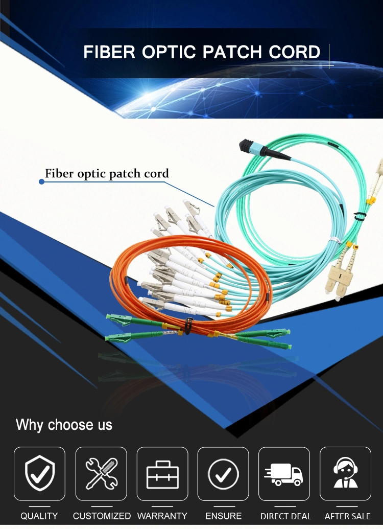 8/ 12 / 24 Core Om3 Om4 mm MPO Fiber Optic Patch Cord for Optical Cabling