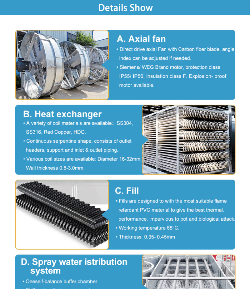 Steel Cooling Tower CE Certification HVAC Industrial Evaporative Cooling Closed Cooling Tower