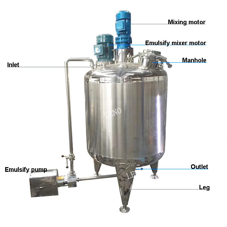 Stainless Steel Liquid Cream Mixing Mixer Tank with Homogenizer