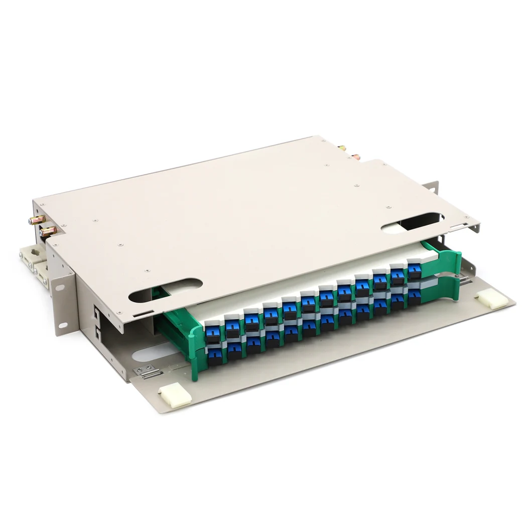 FTTH 1u Fiber Patch Panel 24 Core Sc APC Optical Fiber Optic Rotate Patch Panel ODF