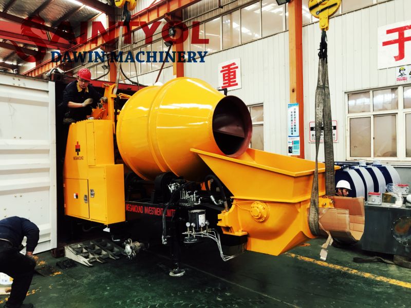 Concrete Pump and Mixer Is Combined with Hopper, Pumping System, Hydraulic System, Clean System and Electric System and Has The Function of Feeding