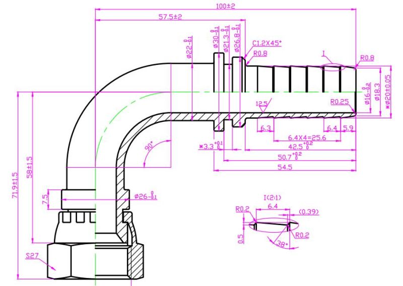Staight and Elbow Hydraulic Hose Fitting for Cooling System