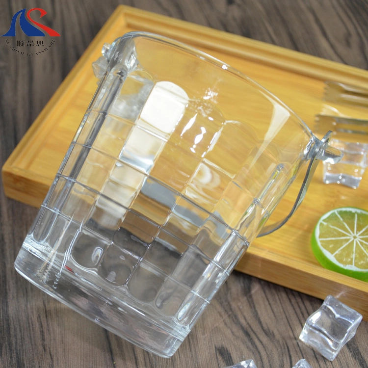 0.8L Glass Champagne Ice Bucket with Metal Holder Water Cooler