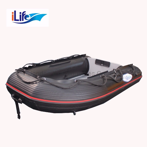 Ilife Black PVC/Hypalon Inflatable Rescue Fishing Rubber Boat with Aluminum/Drop Stitch Air/Plywood Floor