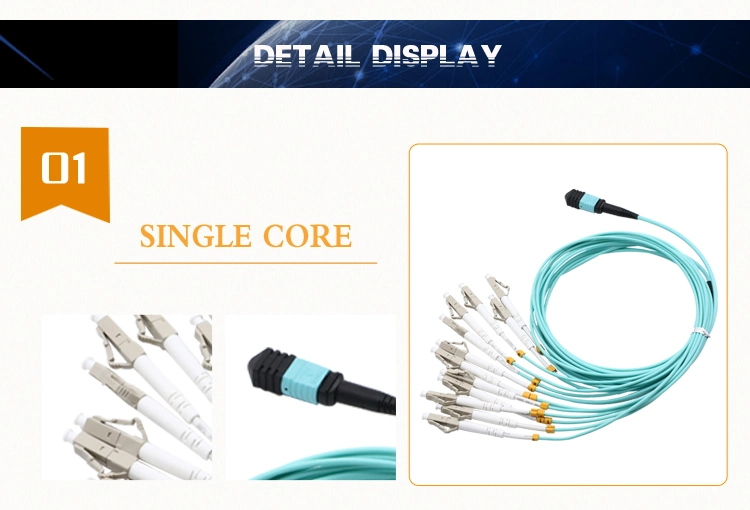 8/ 12 / 24 Core Om3 Om4 mm MPO Fiber Optic Patch Cord for Optical Cabling