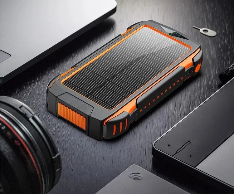 Waterproof Portable 20000mAh Solar Power Bank with Compass LED Flashlight Dual USB