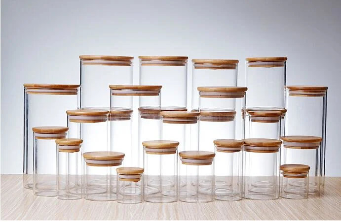 Food Preservative Jar Borosilicate Airtight Glass Jar Storage Container Jars for Honey Jar with Wood Lids