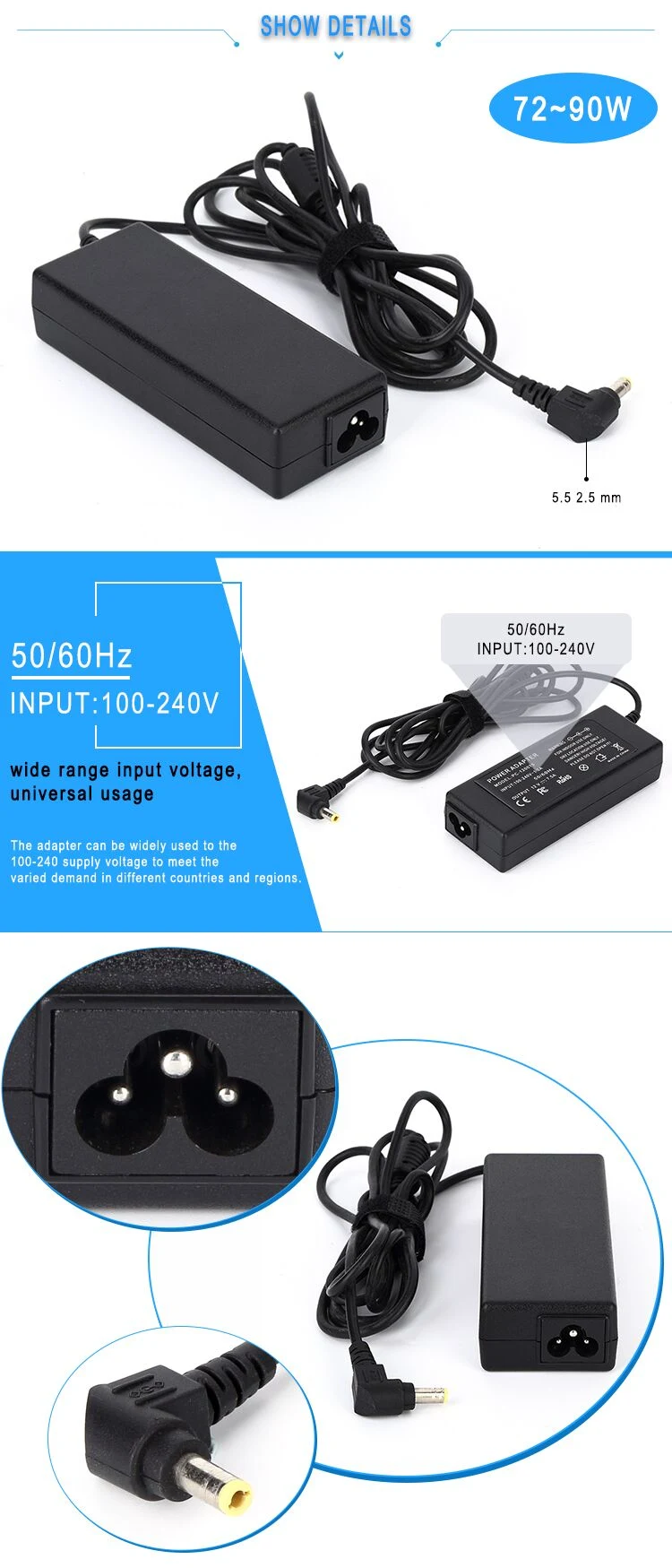 Pengchu AC DC adapter power adapter 90W 19V 4.74A Laptop Power Charger Adapter for Acer