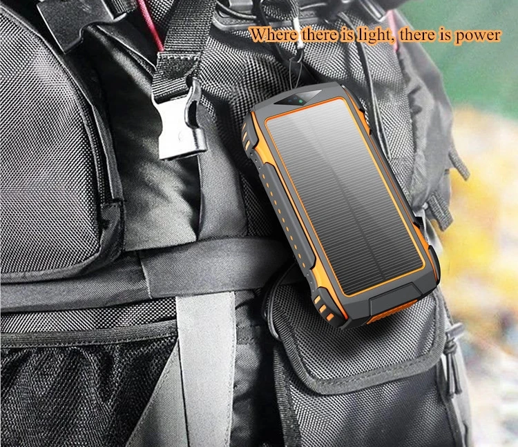 Hot Selling Manufacture with LED Flashlight 20000mAh Waterproof Solar Wireless Charger Power Bank