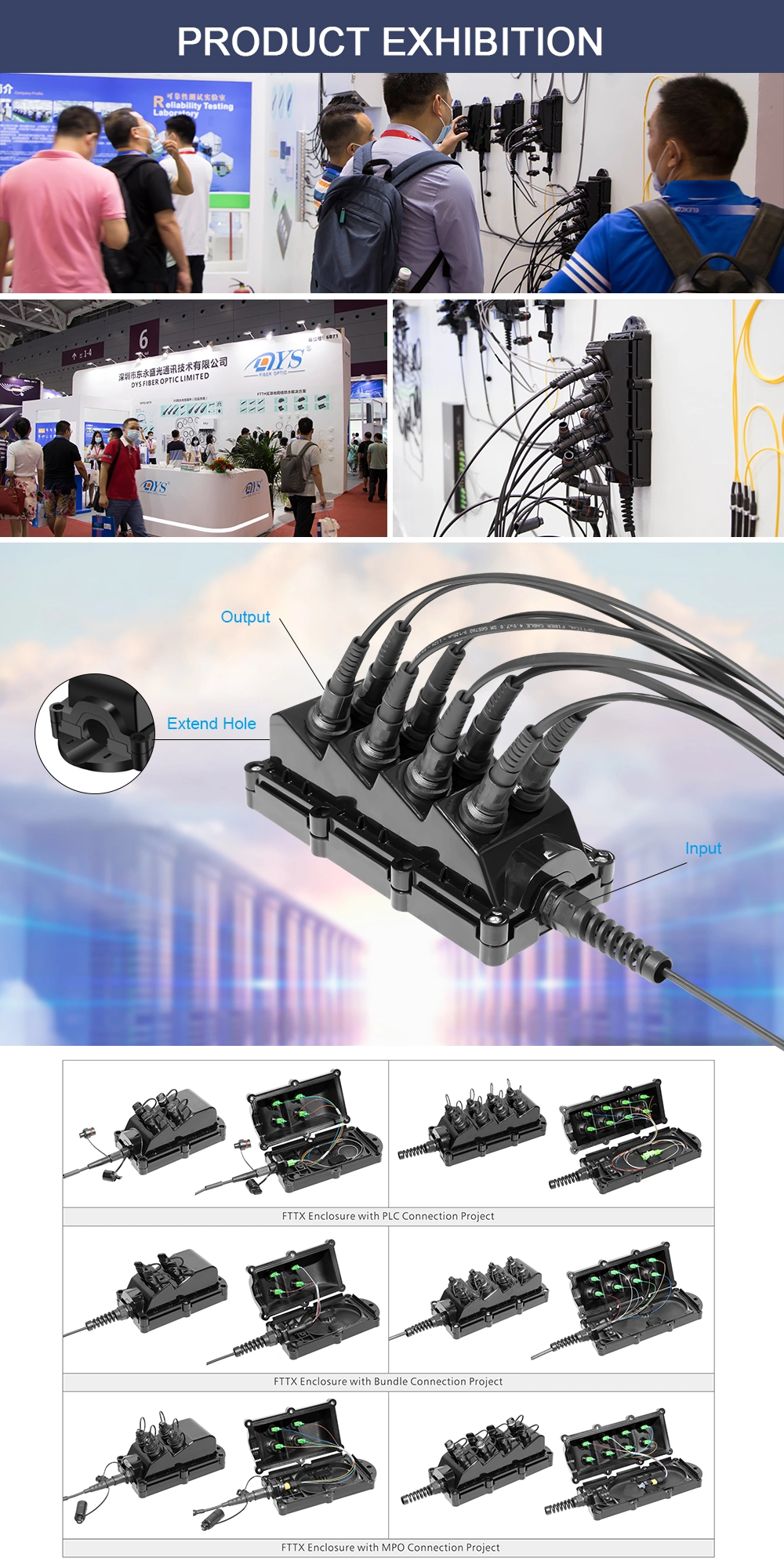IP68 FTTX Enclosure Waterproof Fiber Optic Splice Closure Optical Cable Splice Joint Box with Sc Connection