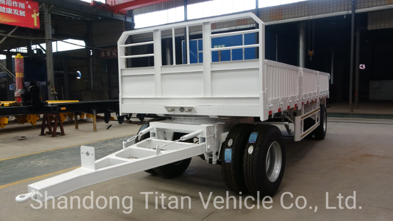 2 Axle 20FT and 40FT Full Trailer with Drawbar/40ton Flatbed Side Wall Dolly Drawbar Full Trailer