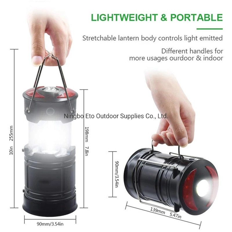 Collapsible Waterproof Rechargeable COB Camping Lantern Flashlights with USB Charging and Magnetic Base