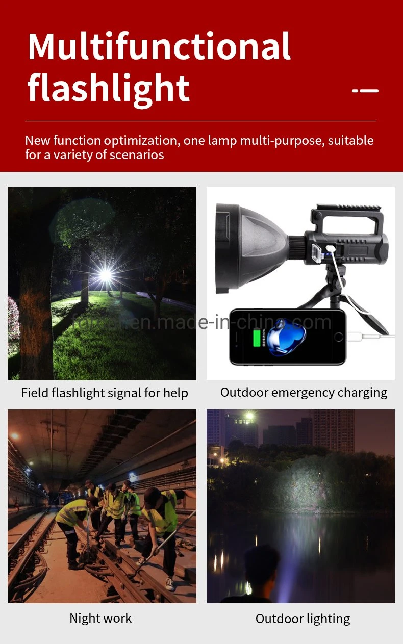 USB Rechargeable P50 Tactical Torch Hunting Search Light with Tripod for Outdoor Camping Hiking Fishing