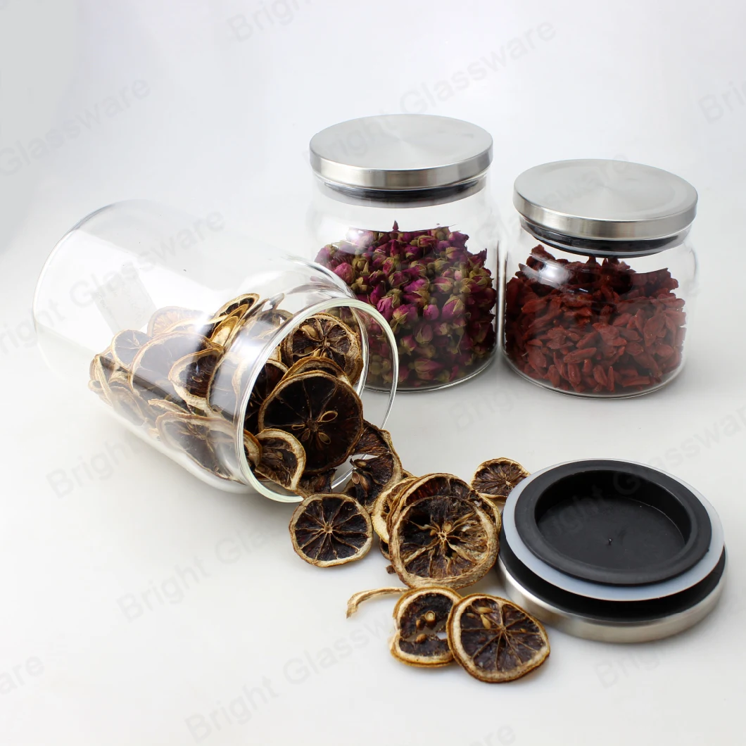 Kitchen Food Home Airtight Rubber Seal Lid Glass Storage Jar