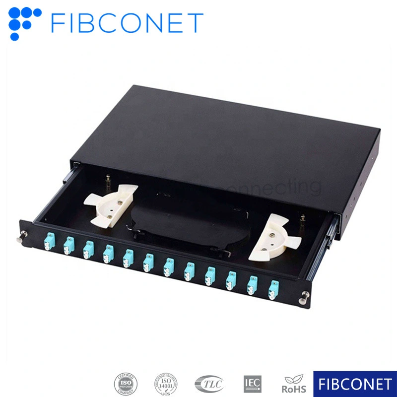 FTTH Fiber Optic Patch Panel LC Duplex 24 Port ODF with Lgx MPO/MTP Cassette