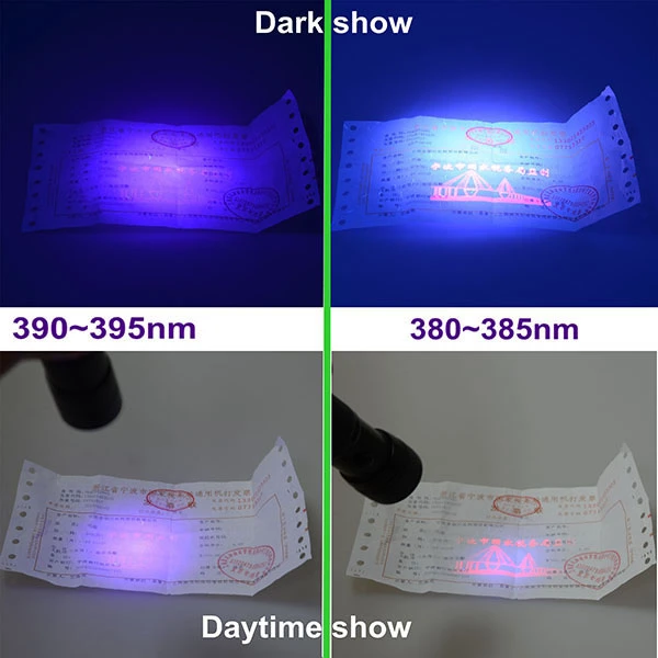 Ultraviolet Flashlight 380nm 365nm 395nm Glue Curing Invisible Ink Detector Mini Flashlight