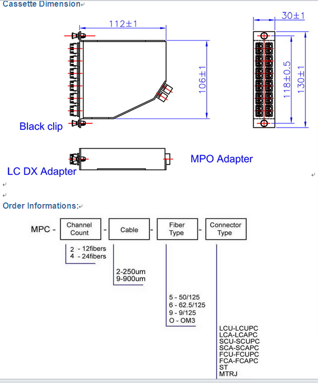 MPO Lgx Optical Fiber Cassette Hot Sales