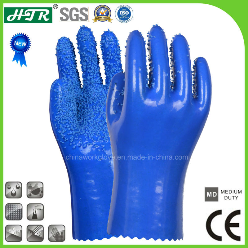 Anti-Slip PVC Chemical Resistant Industrial Safety Work Gloves with Seamless Liner