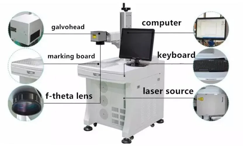 50W/70W/100W White/Black/Color Fiber Laser Marking Machine Price /Fiber Laser Engraver