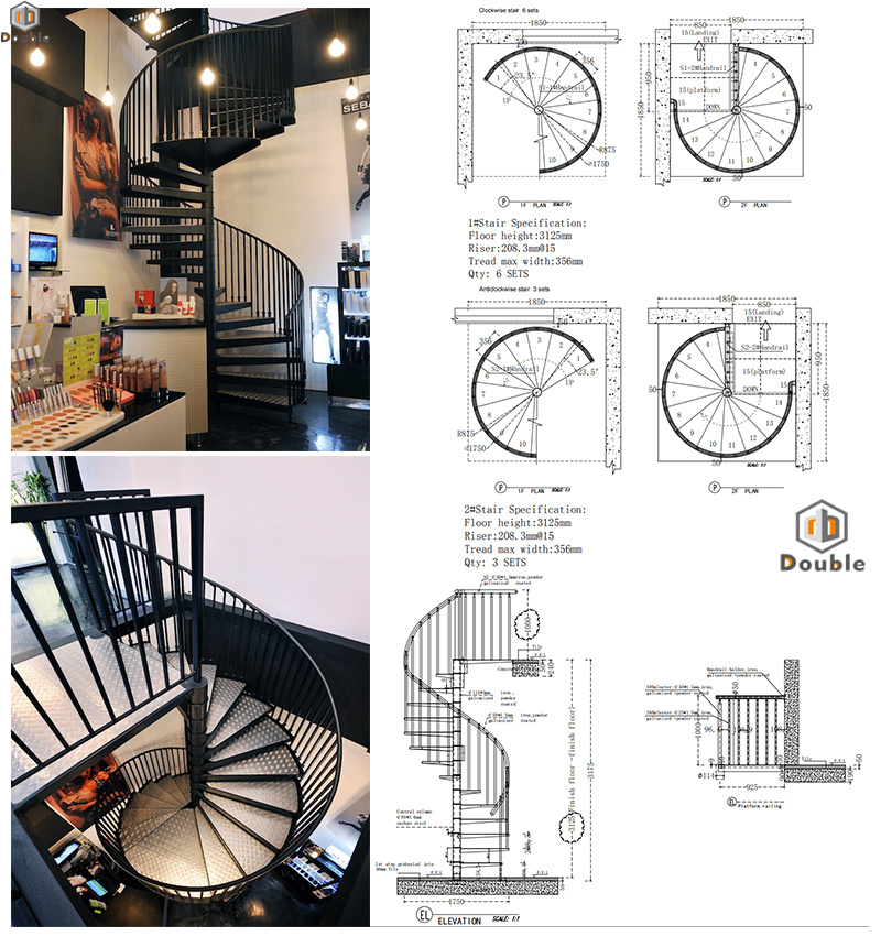 Contemporary Indoor Stainless Steel Spiral Stairs Glass Spiral Stairs