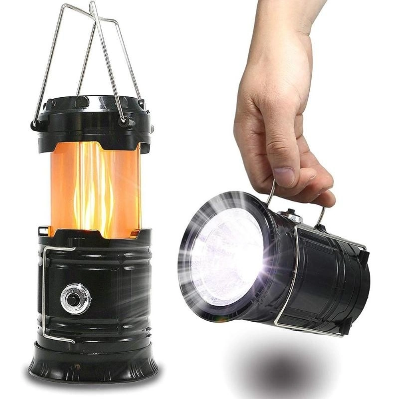 Portable Retractable Solar Camping Tent Light Flame Lamp Lantern Flashlight Outdoor Night Light