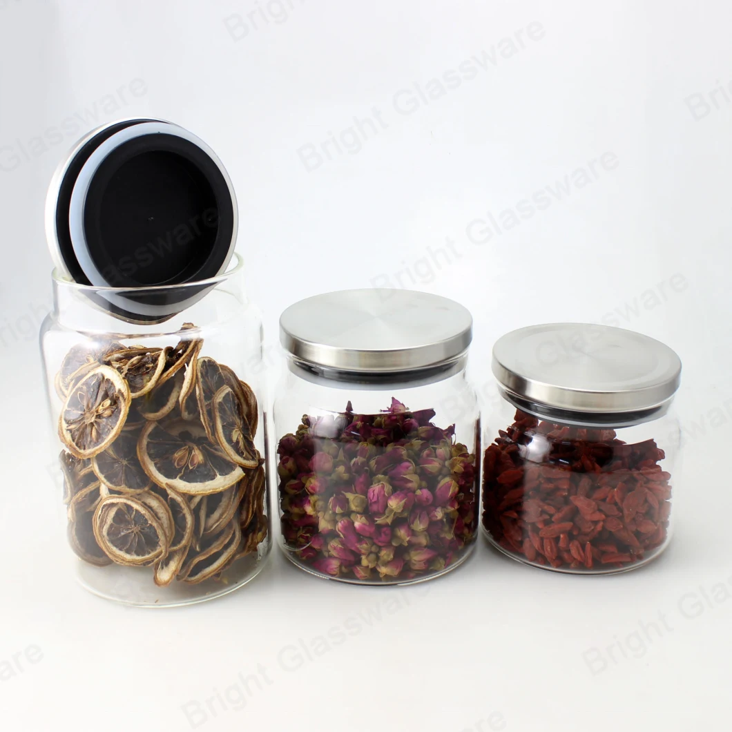 Kitchen Food Home Airtight Rubber Seal Lid Glass Storage Jar