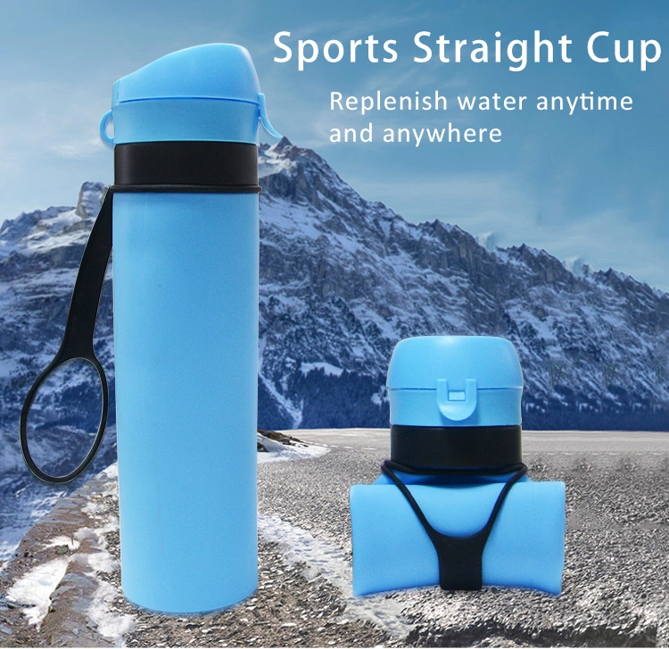 FDA 600ml Collapsible Silicone Sports Water Bottles Squeeze Water Drinking Bottle for Running
