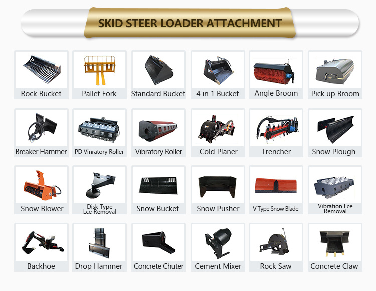 Optional Attachment Wheel Skid Steer Loader 700kgs 850kgs Skid Loader with Joystick