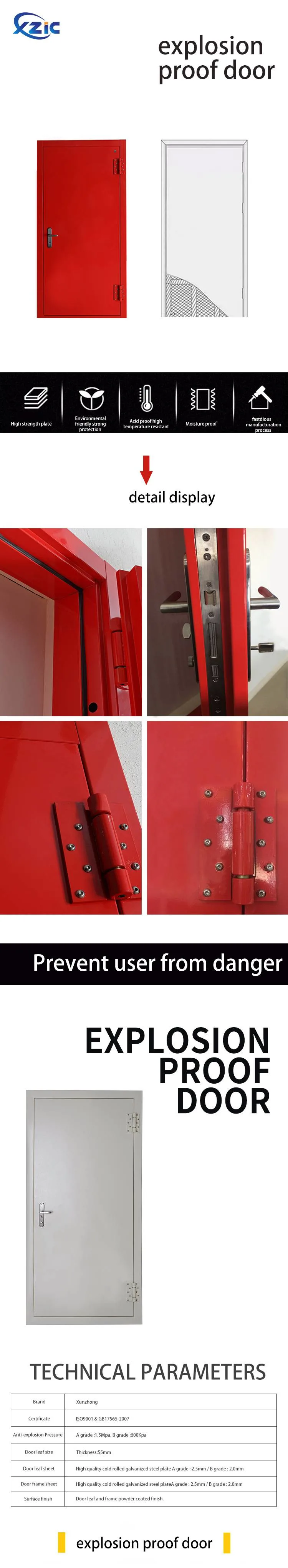 Hospital Doors Bullet Proof Door Special Explosion Relief Security Door for Radiation Protection