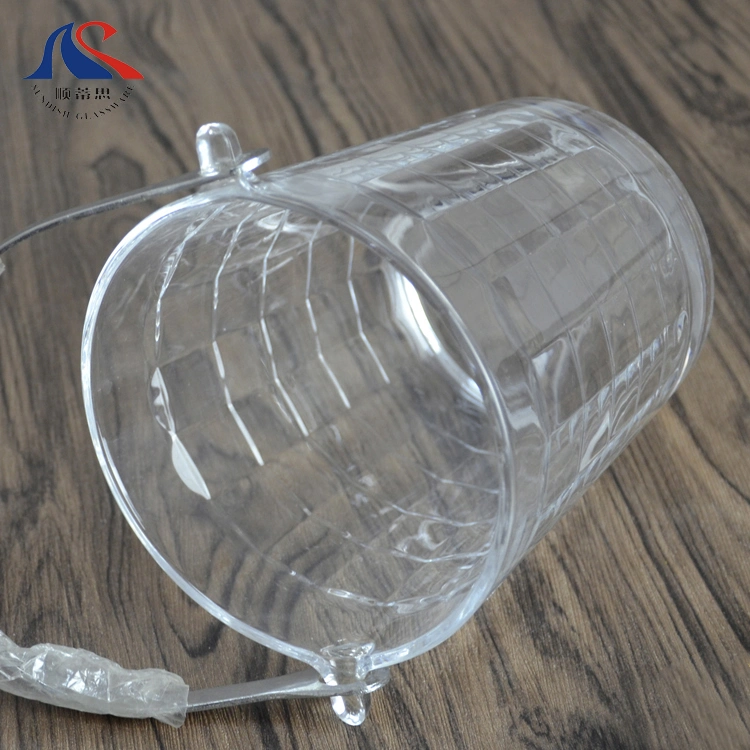0.8L Glass Champagne Ice Bucket with Metal Holder Water Cooler