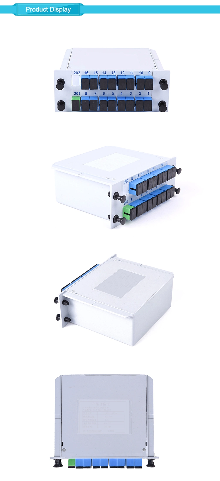 Chinese Factory Supply Cassette Type FTTH Fiber Optic PLC Splitter PLC 1*16 Fiber Optic Splitter