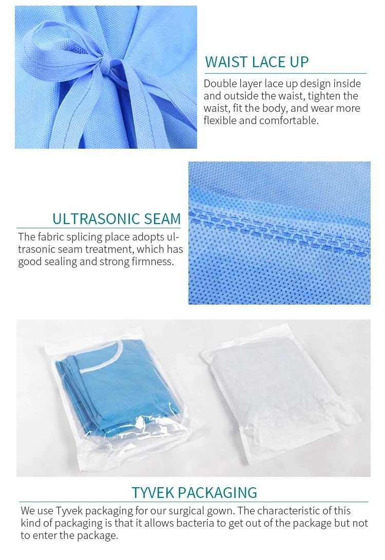 SMS Material Surgical Gwon SMMS Disposable Medical Surgical Gown Disposable Reinforced Surgical Gown