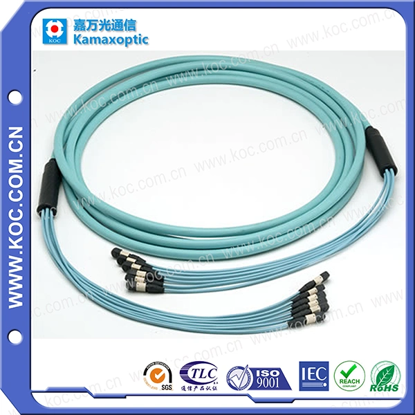 MPO-MPO Trunk Fiber Optical Patchcord with Aqua Cable