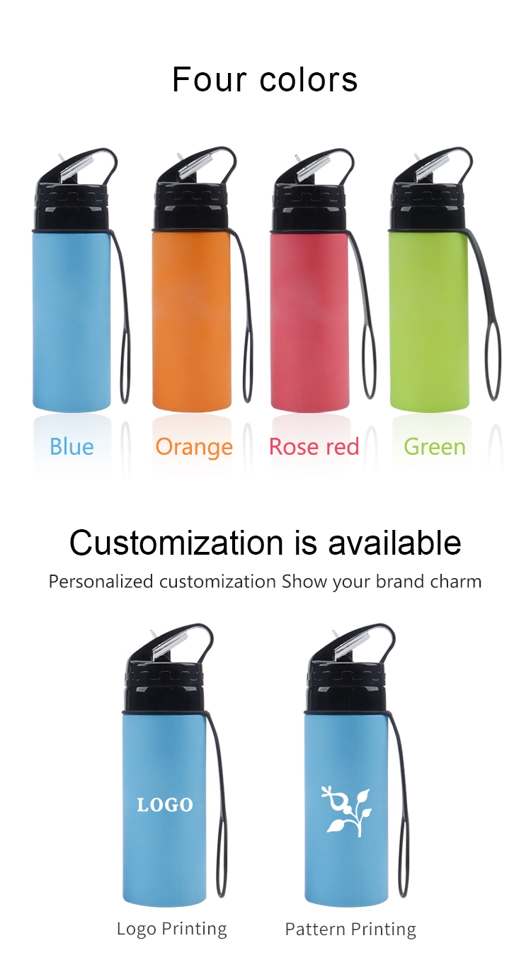 Wholesale FDA Silicone Foldable Water Bottle Fitness Sports Collapsible Drinking Water Bottle
