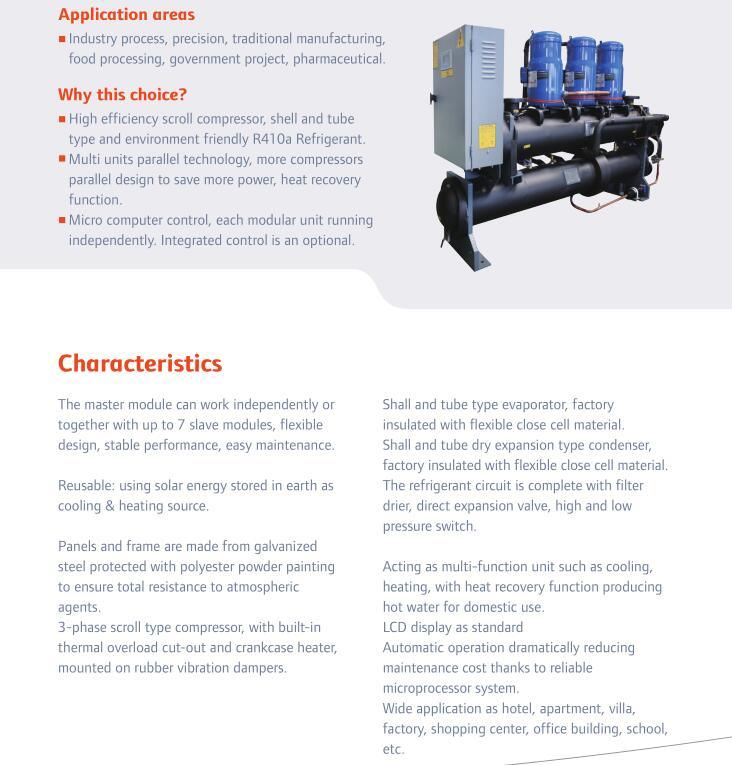R407c/R410A/R134A/R22 Scroll Type Water Cooled Water Chiller with Famous Brand Scroll Compressor