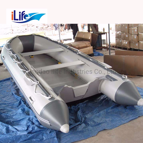 Ilife PVC/Hypalon Inflatable Rescue Fishing Rubber Boat with Aluminum/Drop Stitch Air/Plywood Floor